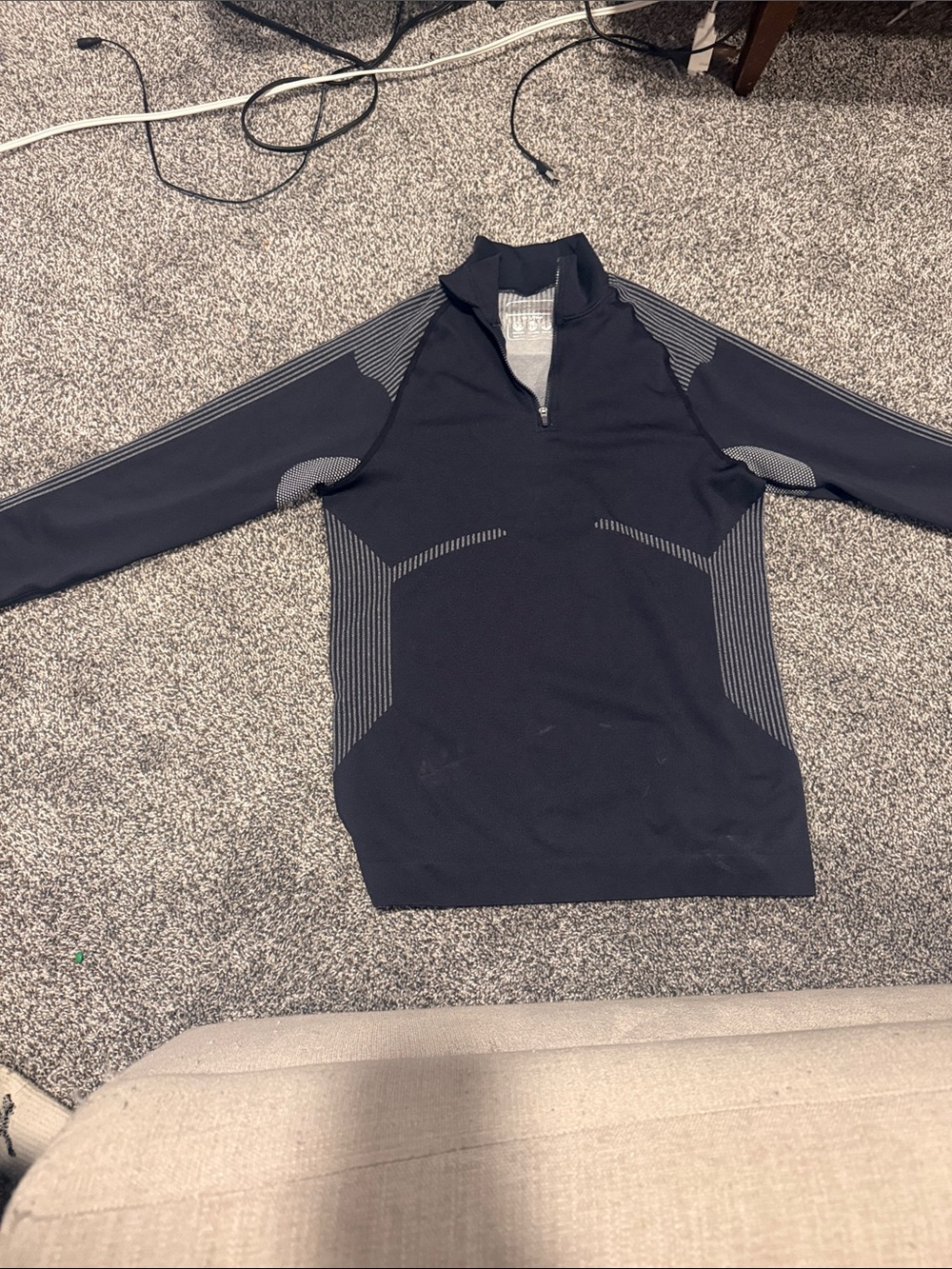 Men's Zip-Up Performance Sweater in Black with Contrast Stitching